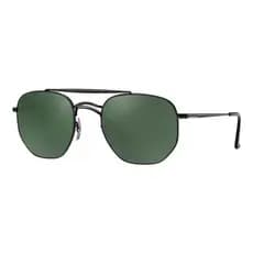 Oculos de Sol Marshal Preto Lentes Verde G15 Cristal Unissex Proteção Uv Metalizado