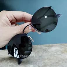 Oculos de Sol Round 3447 John Lennon Preto Fumê Redondo Lente de Cristal Proteção Uv Metal