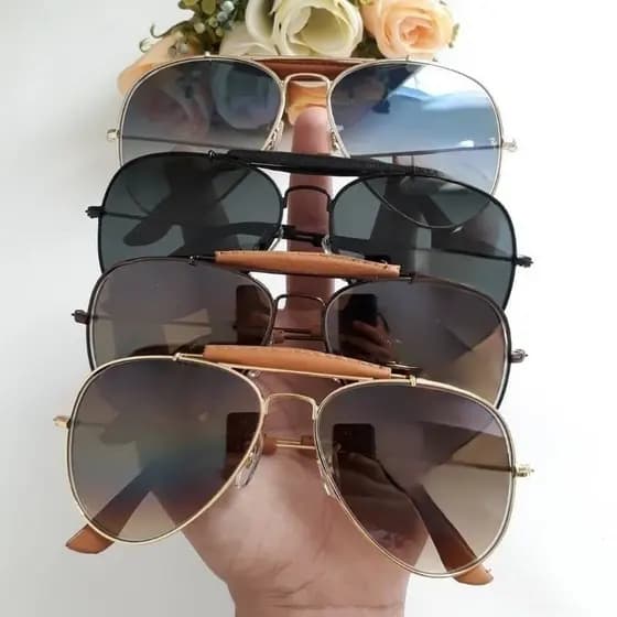 Óculos de sol Unissex Modelo SLG estilo caçador Lentes Cristal Armação Metal Alta Qualidade UV400