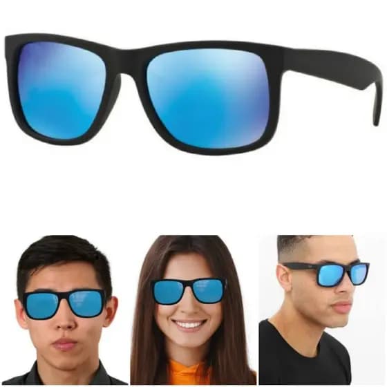 Óculos De Sol Justin 4165 Azul Espelhado Emborrachado Resistente Proteção UV400 Moderno Luxo Oferta