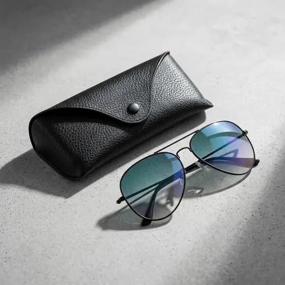 Oculos de Sol Aviador Preto Fumê Degradê Lentes Vidro Cristal Armação Metal Alta Qualidade