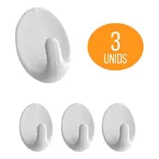 Kit 3 Suportes Ganchos Adesivo Parede Panos Toalhas Vassoura Branco