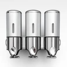 Dispenser Parede Manual Shampoo Sabonete Alcool Gel Ideal para Banheiro Hotel Airbnb Com até 3 Reservatórios Cor Cinza
