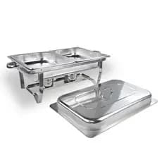 Rechaud Retangular 12L Aço Inox Banho Maria Buffet 2 Cubas Restaurante Festas