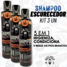 Kit 3 unidades Shampoo Escurecedor Dom Pelo Cabelos Brancos e Grisalhos