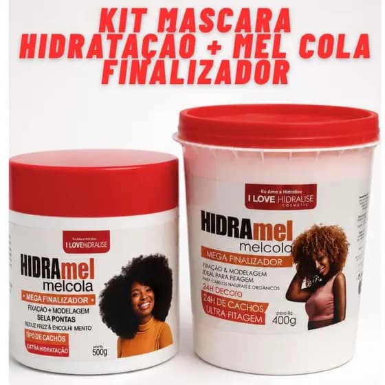 Kit Mascara Mel Cola Gel Fitagem Finalizador HidraMel