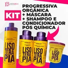 Kit Progressiva Lisoterapia  Sem Formol 1L Máscara 400g Kit Shampoo Condicionador 500ml Pós Química