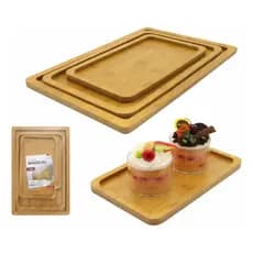 Conjunto Bandejas em MDF P, M e/ou G Estilo Bambu Retangular Organizadora Para Servir Café da Manhã