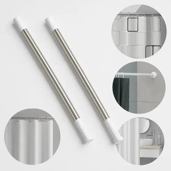 2 Ou 1 Vara Extensível Para Cortina Box Banheiro Provador Ajustável Até 2,60 Metros