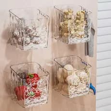 Caixa de Armazenamento Organizador Multiuso Com Adesivo Parede para Casa Cozinha/Banheiro