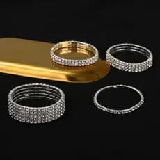 Pulseira De Strass Para Festa/Casamento Delicada Prata e Dourado