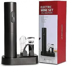 Kit Abridor De Vinho Elétrico Saca Rolha Automático A Pilha AM-KB1-602201