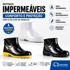 Botinha Impermeável Innpro Cano Extra Curto em PVC – Antiderrapante para Pesca, Moto e Serviços
