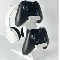 Suporte Gamer para 2 Controles e 1 Headset – Universal PS5 PS4 Xbox PC – Design Moderno