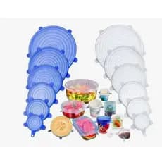 Kit com 6 Tampas de Silicone Multiuso Panelas , Potes, Frutas Praticidade