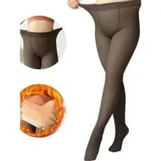 Meia-Calça Térmica Forrada Peluciada Translúcida Inverno Quente Plus size com pe