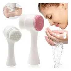 Escova De Limpeza Esponja Facial Massageadora Esfoliante Dupla Face Silicone e Cerdas Macias