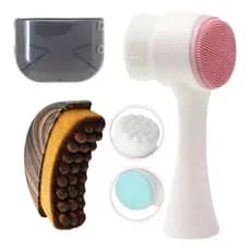 Escova Facial Drenagem Linfática Reduz Papada + Escova De Limpeza Rosto Dupla Face Remove Cravos