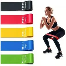 Kit 5 Faixas Elásticas para Exercício - Yoga, Pilates e Academia - Resistência Variada