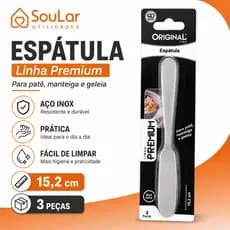 Kit 3 Espátulas Original Line Inox para Manteiga Patê Geleia Pão Mesa Café Cozinha Restaurante