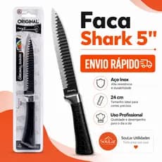 Faca 5 Original Line Shark Aço Inox Kit até 4und Premium Cozinha Sushi Comida Japonesa Profissional