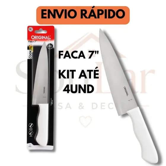 Faca 7 Original Line Aço Inox Corte Carne Legumes Cozinha Casa Restaurante Churrasco Preparo Diário