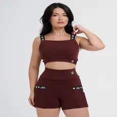Conjunto Academia Feminino Short e Top com Bolso Cintura Alta Suplex GRAMATURA 300.