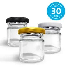 KIT c/30 Potes de Vidro 40ml p/Geleias, Doces, Conservas, Temperos, Compotas