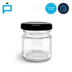 10 Potinho De Vidro Geleinha 40 ml Lembrancinhas Tampa Preta