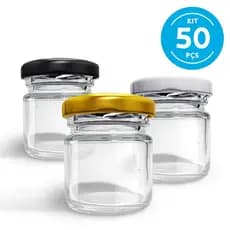 KIT c/50 Potes de Vidro 40ml p/Geleias, Doces, Conservas, Temperos, Compotas