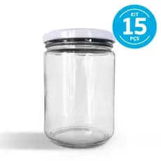 15 Pote De Vidro Conserva Para Saladas E Bolo 500ml Geleia