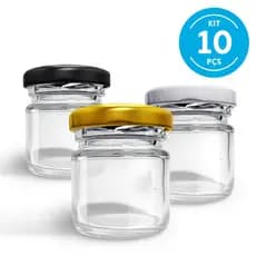KIT c/10 Potes de Vidro 40ml p/Geleias, Doces, Conservas, Temperos, Compotas