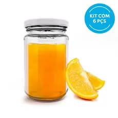 6 Potes De Vidro Conserva 200ml Com Tampa Multiuso