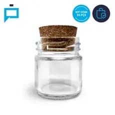 30 Mini Pote de Vidro 40ml com Tampa de Rolha Geleinha Brigadeiro Doces Velas