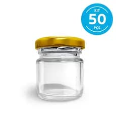 50 potes Vidros de mini geleia brigadeiro de 40 ml redondo geleinha tampa dourada