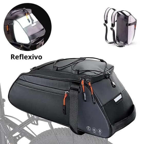 Rack De Bicicleta Traseiro Bolsa 10L De Ciclismo À Prova D'água Com Alça De Ombro Oculta Reflexiva