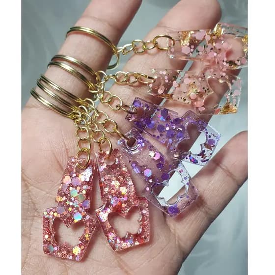 Chaveiro Esmalte com Glitter em Resina – 30un