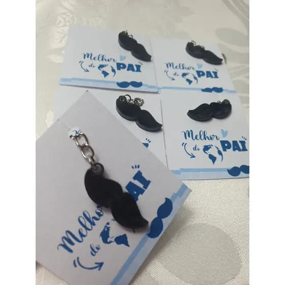 Lembrancinha Dia dos Pais - Chaveiro de Bigode com Embalagem e Tag
