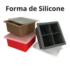 Forma de Silicone Gelo Com Tampa Papinha 4 Cubos Grandes