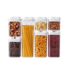Kit Potes Herméticos Acrílico Multiuso - 7 peças Cozinha Alimentos Dispensa