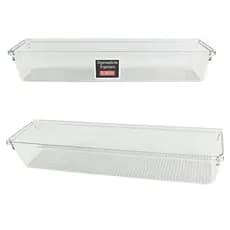 kit 4 Organizador de Gavetas Transparente 30x8 Cozinha Banheiro Quarto Escritório Durável Resistente