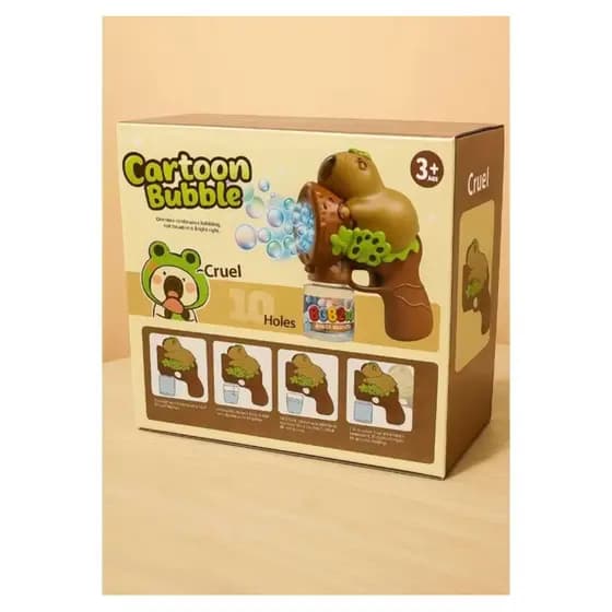 Máquina de Bolhas Infantil Capivara - Com Luz, Som e 1 Frasco de Líquido Incluso