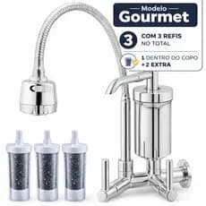 Torneira Gourmet de Cozinha com Filtro Tubo Flexível