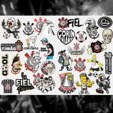 Adesivo Cartela Corinthians Timão Gaviões da Fiel Etiqueta Sticker Moto Carro Bike Caminhão Capacete