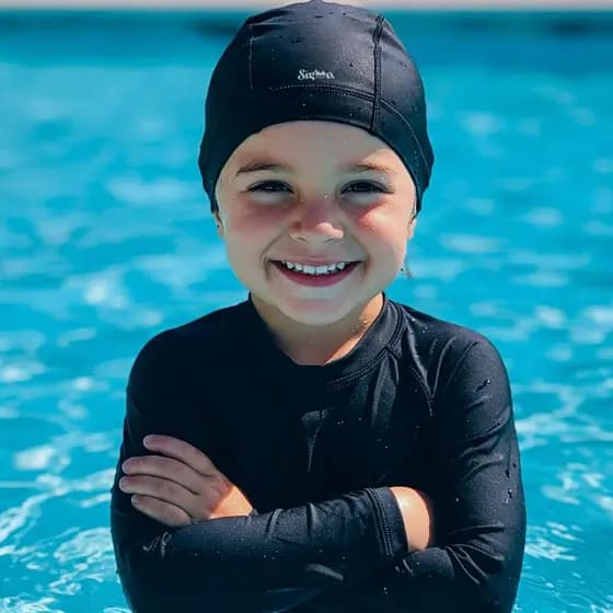 Kit Toquinha Natação Infantil Juvenil Camisa Térmica Uv 50 Natação Piscina 2 a  14 Anos Touca Tecido