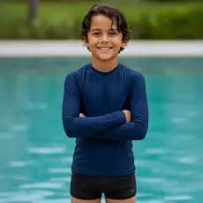 Kit Camisa Térmica Manga Longa Sunga Boxer Infantil e Juvenil 2 a 14 Anos Natação Praia Piscina Uv50