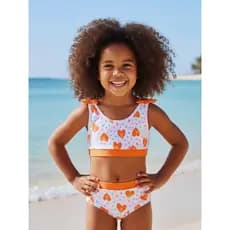 Conjunto Biquini Hot Pants Bebe 2 4 6 8 Anos Comportado Praia Piscina Menina Top Cropped Alcinha Uv