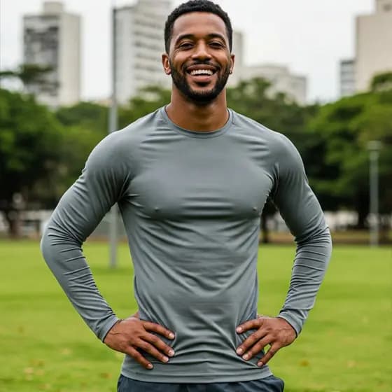 Camisa Térmica Proteção Solar Masculina Malha Fria Uv 50+ Tecido Gelado Manga Comprida Segunda Pele