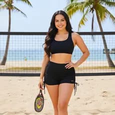 Short Amarração Lateral Sukini Franzido Compressão Feminino Praia Suquini Shorts Sukine Cordinha Uv