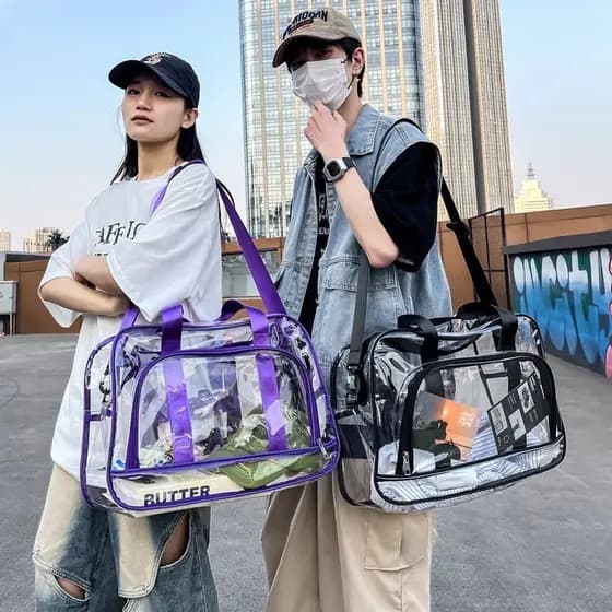 Bolsa de Ombro Única Leve para Fitness, Transparente, Esportiva, Grande Capacidade, Impermeável